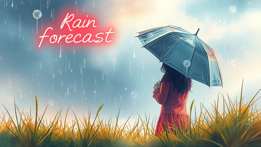 강수 예보 및 대비 (watercolor 스타일)